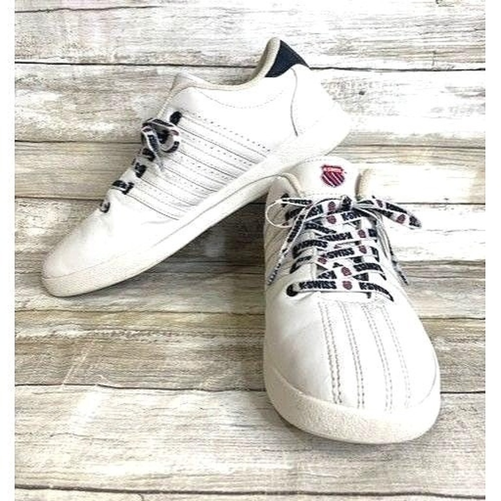 K-Swiss Varsity Unisex Sneakers Size 7 White & Black Leather 83643